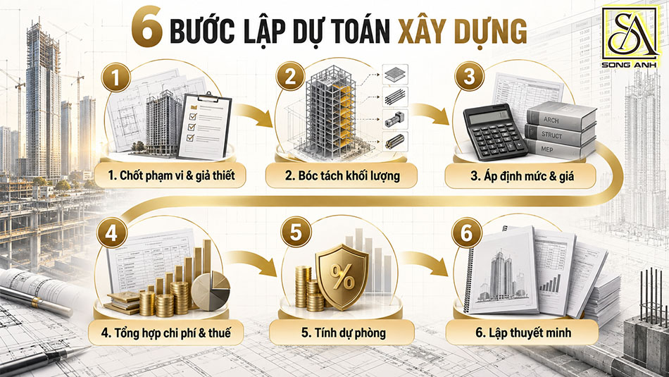 Quy trình 6 bước lập dự toán xây dựng công trình